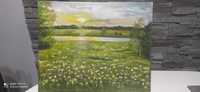 Obraz akrylowy "Łąka" malowany ręcznie 40x50 krajobraz