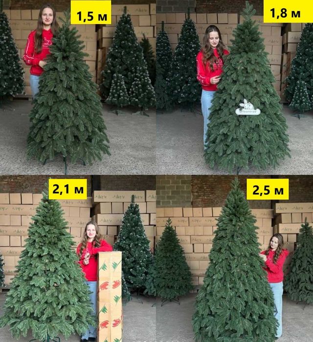 Искусственная елка литая зеленая. Ель. Пишна штучна ялинка в розмірах.