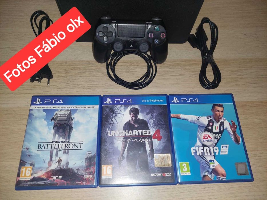 Ps4 Slim de 1 TB + 1 Comando Original + 3 Jogos Incluídos