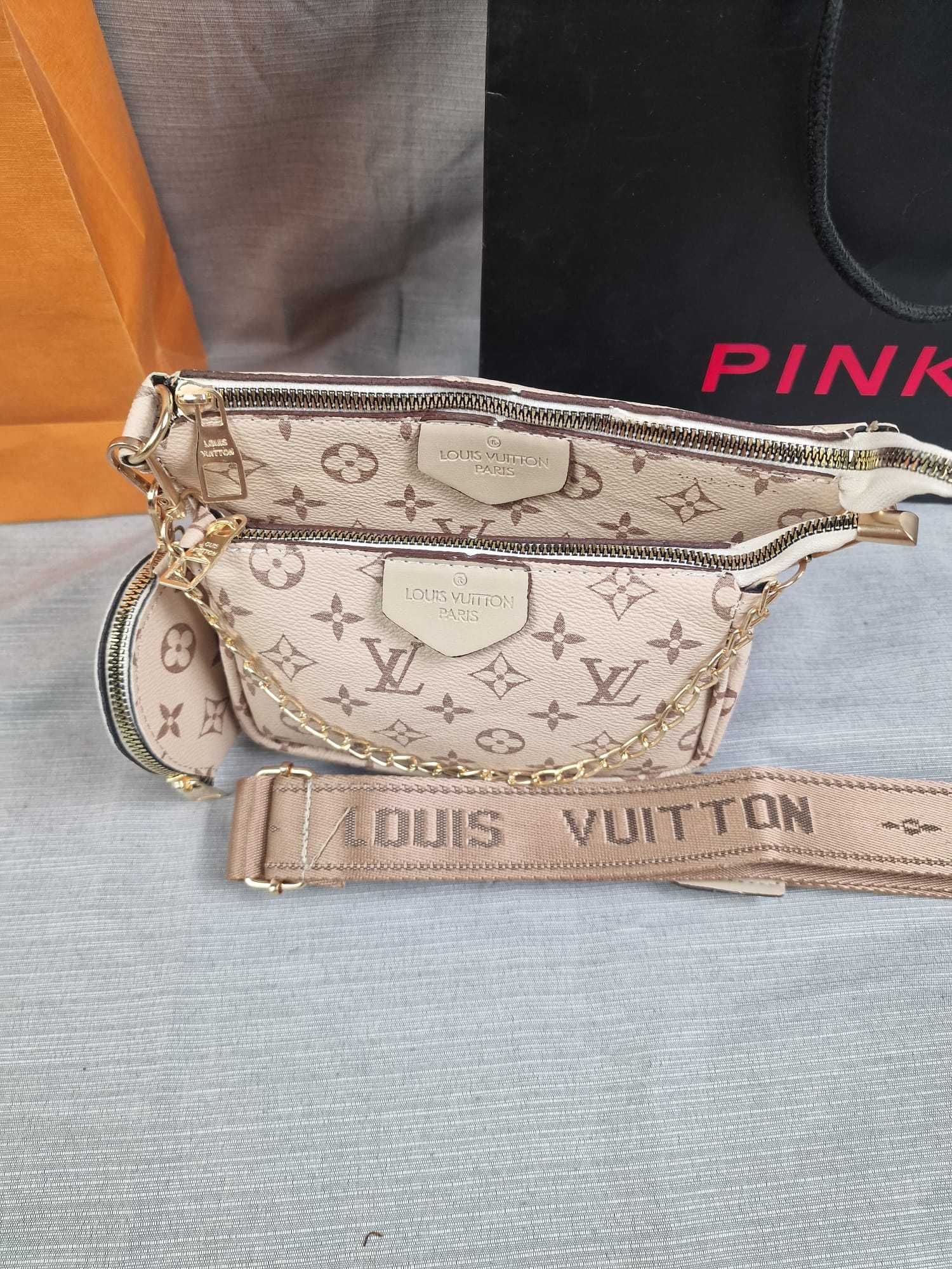 Torebka damska 3w1 Louis Vuitton beżowa torebki damskie LV hit