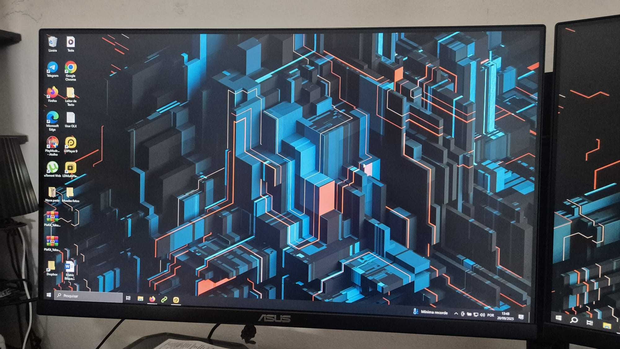 2 Monitores 27" + Suporte mesa para 2 monitores