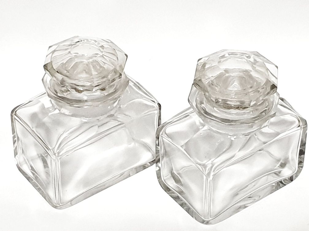 2 raros antigos frascos de chá / tinteiros em cristal Baccarat?