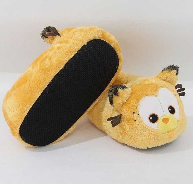 Мягкие тапочки желтые котики домашние тапки Гарфильд
