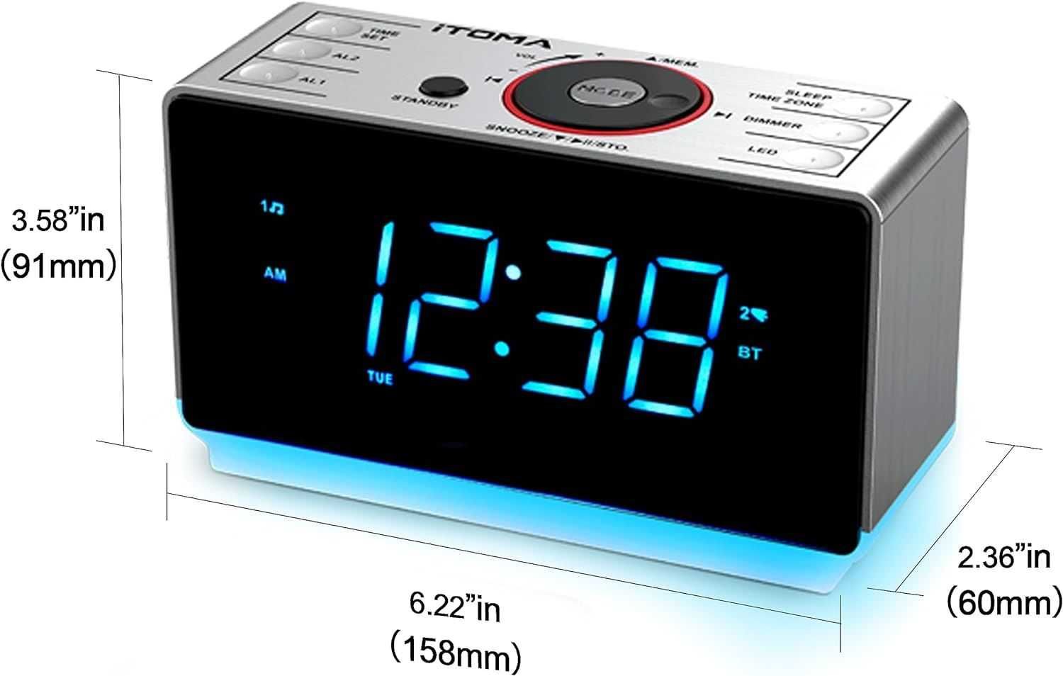 Budzik radio z głośnikami, Bluetooth, alarm iTOMA CKS708