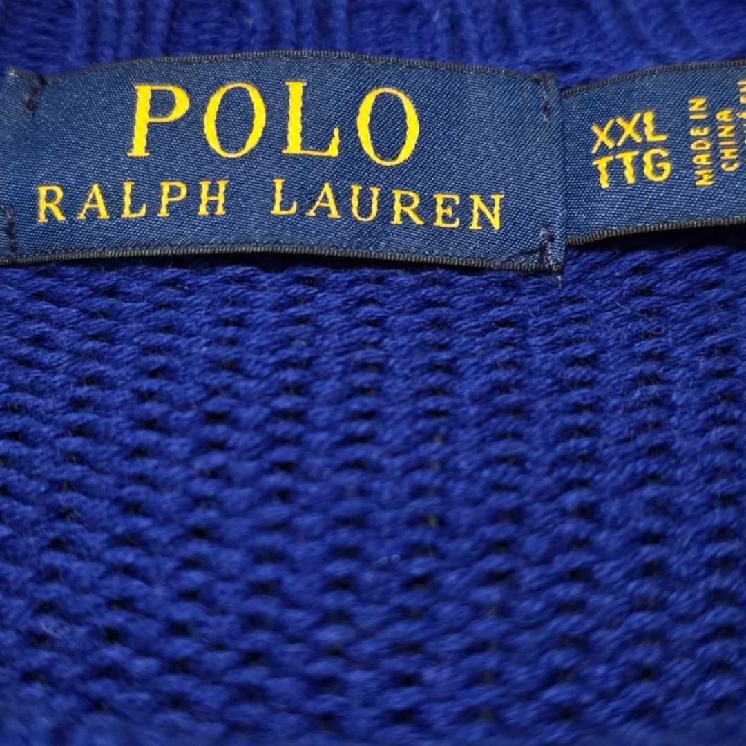 Sweter baweniany męski Polo Ralph Lauren 100% bawełna niebieski 2XL