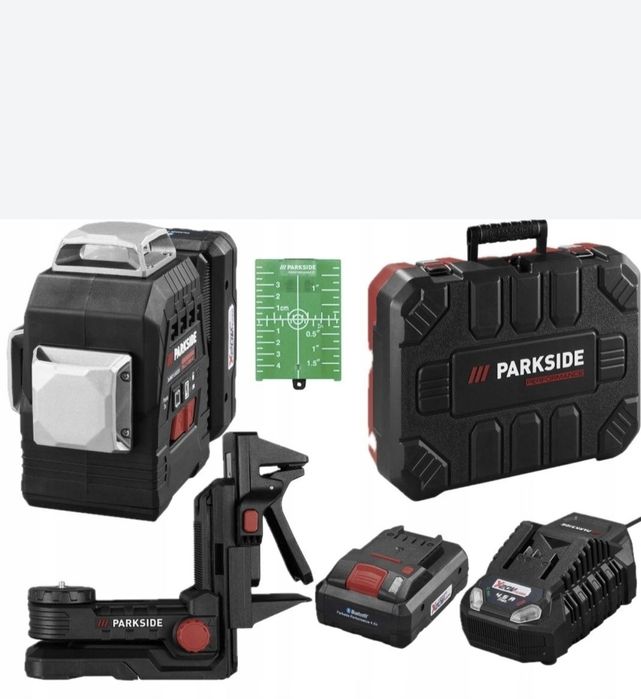 Nowy ZESTAW!Aku 4ah+ładow. Laser krzyżowy 3x360 Parkside PKLLP 3360 A1