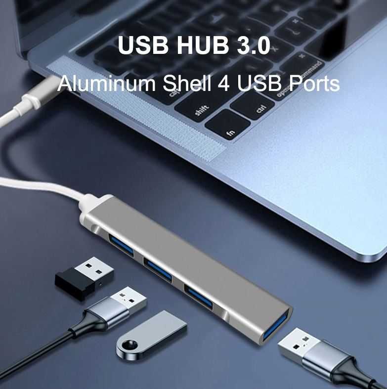 2 Opções : HUB USB 3.0 com 4 portas ou HUB Tipo C com 4 portas USB 3.0