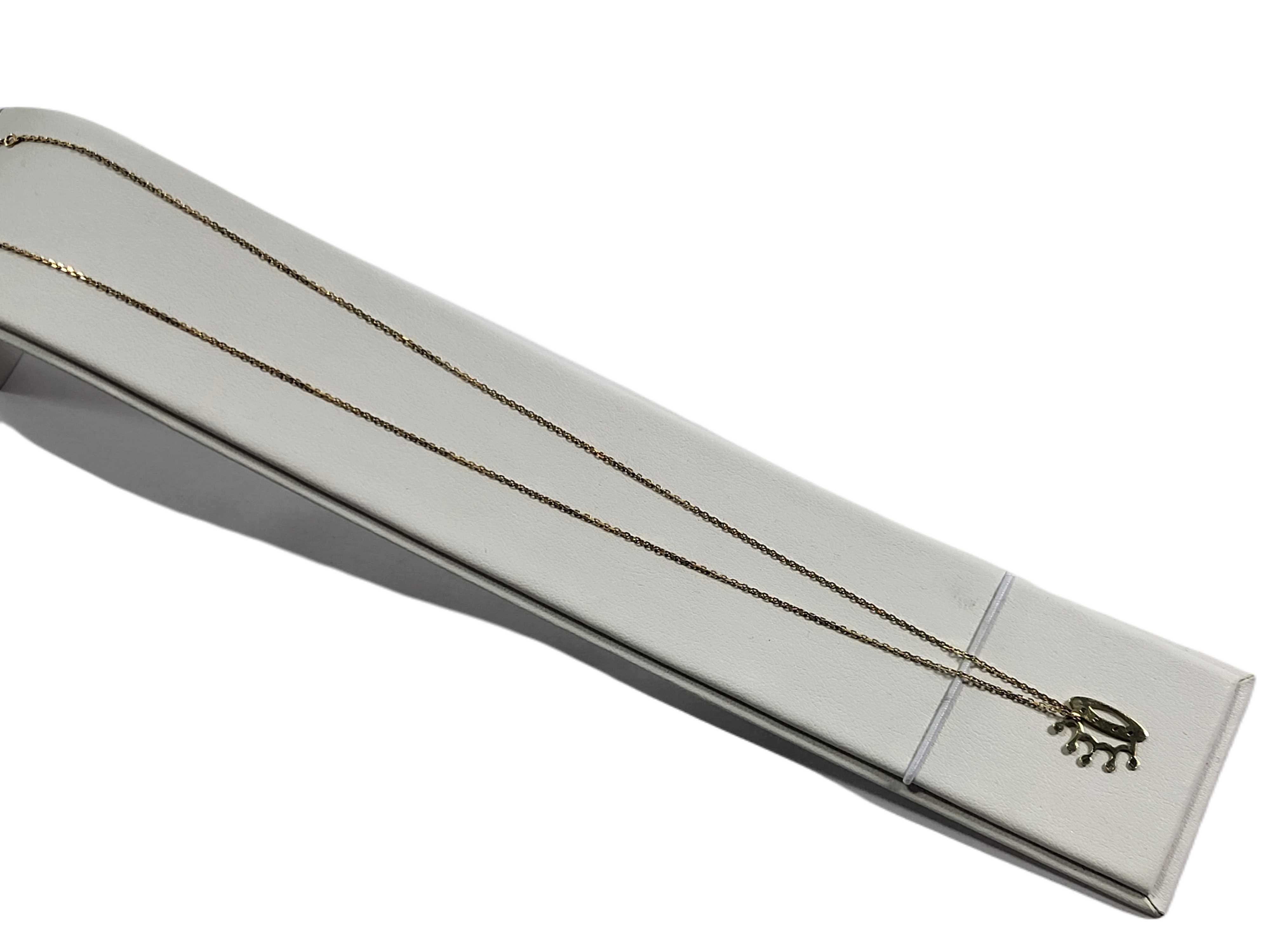 Srebrny pozłacany łańcuszek z zawieszką korona 925 45,5 cm