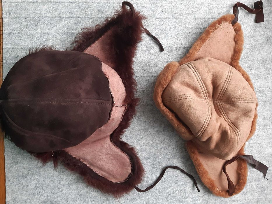 Czapka uszatka PRL skórzano-futrzana Żywieckie Zakłady Futrzarskie