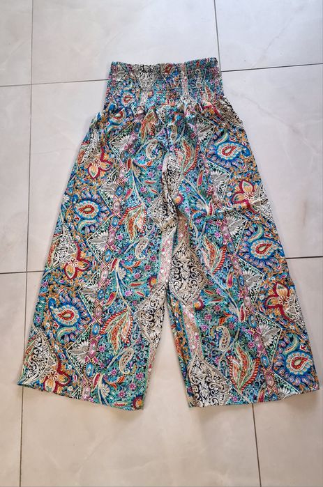 M _ Spodnie damskie w stylu boho z szerokimi nogawkami