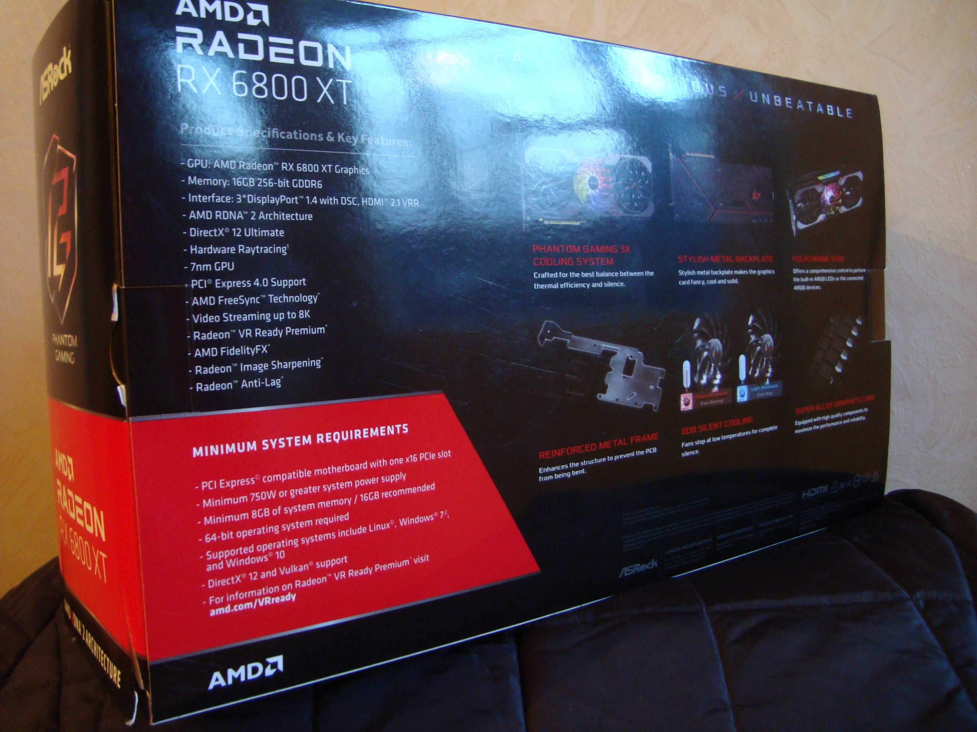 Продаю ASRock Radeon RX 6800 XT Phantom Gaming D 16G OC