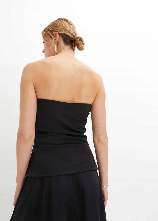 B.P.C Bluzka top bandeau marszczony czarny ^36/38