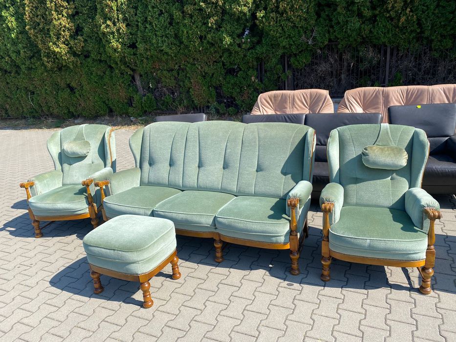 Klasyczny wypoczynek Sofa + 2x fotel + pufa DOWÓZ DO DOMU