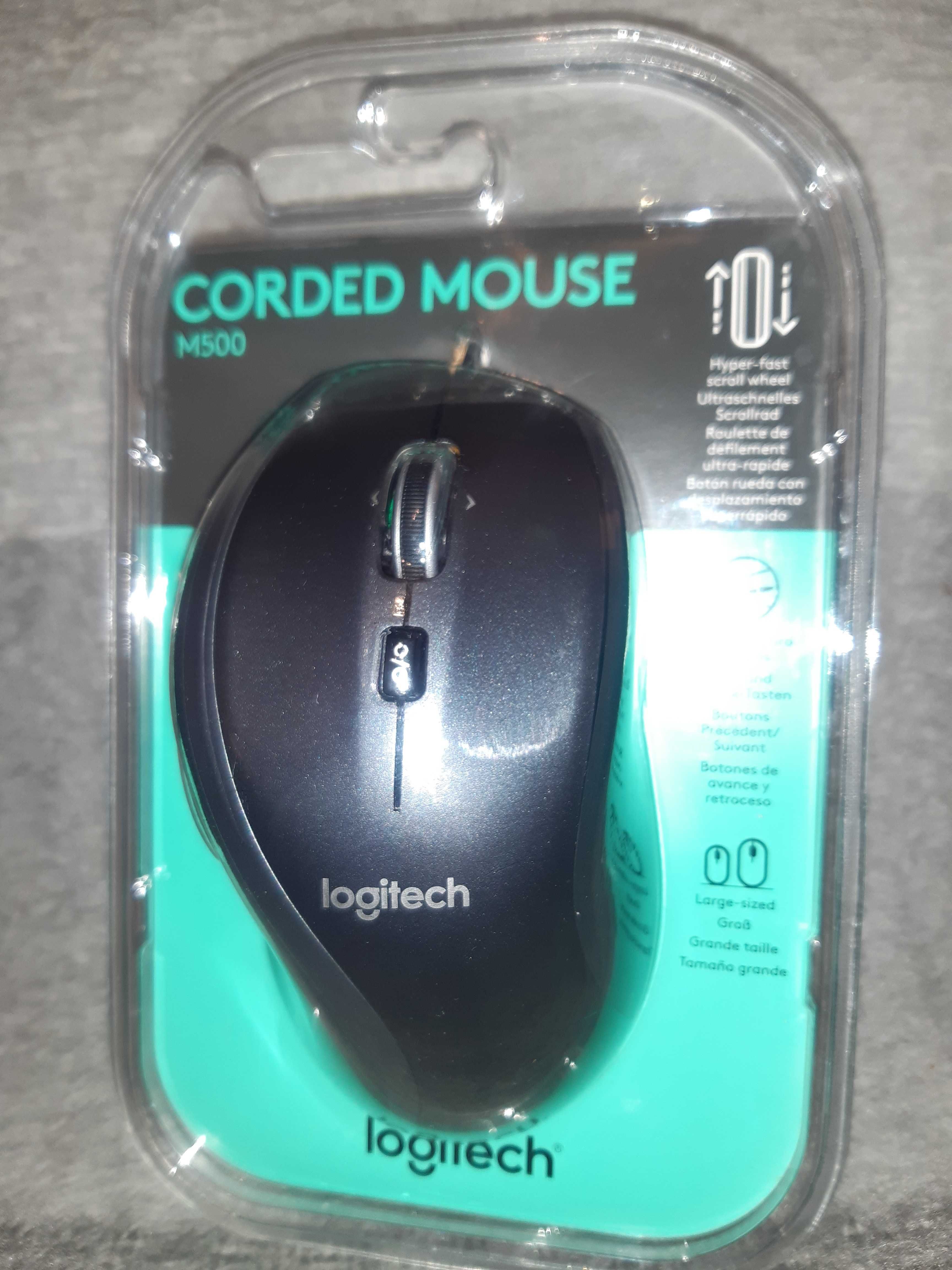 Myszka przewodowa USB Logitech M500 laserowa.