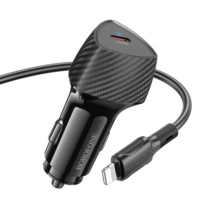 Borofone Ładowarka samochodowa BZ31B Typ C PD 30W z kablem czarna