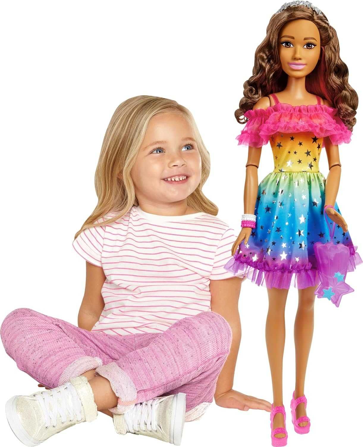 Ростова  Барбі з каштановим волоссям,71 см.Barbie Large,Rainbow Dress