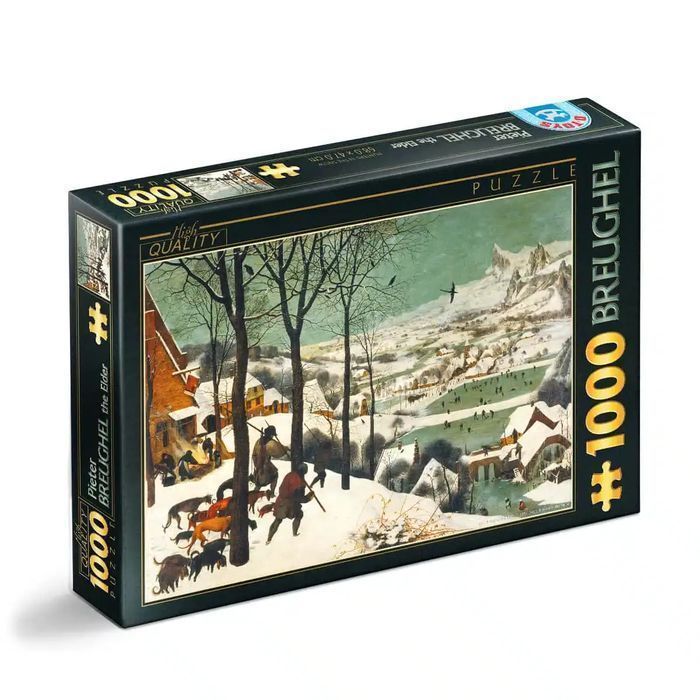 Puzzle 1000 elementów. Myśliwi na śniegu, Piotr Brueghel. D-Toys