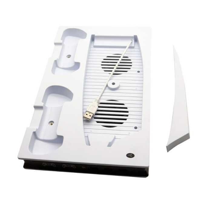 Aokicase  Stacja chłodząca ładująca kontrolera PS5 z diodą LED Biała