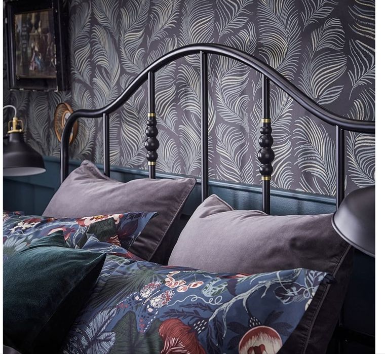 Łóżko metalowe ikea z materacem SAGSTUA