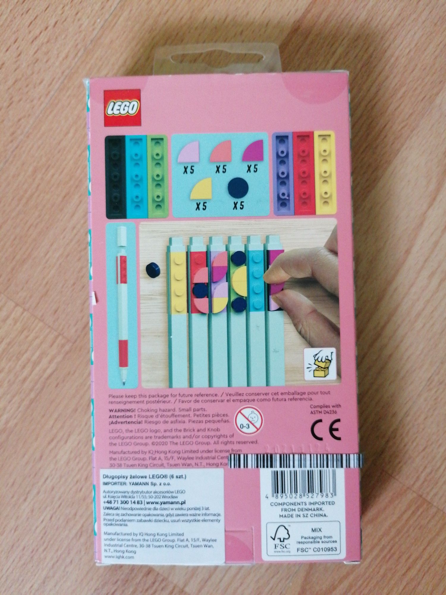 Lego Dots długopisy żelowe z klockami nowe