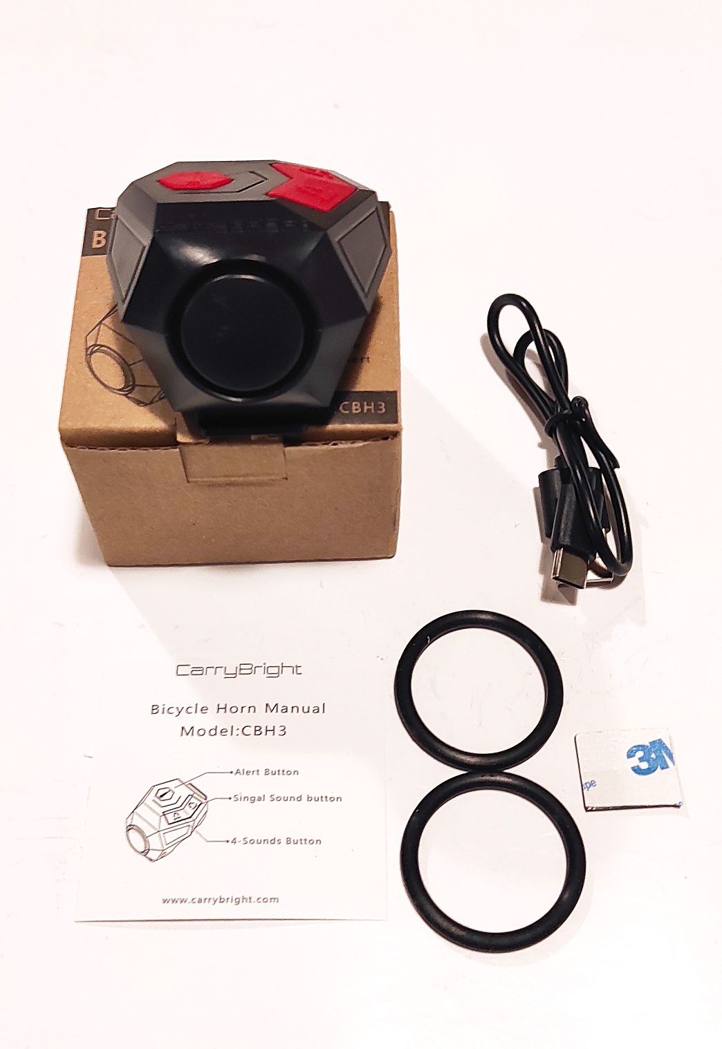 Dzwonek rowerowy z alarmem elektroniczny CBH3 120DB USB-C 200mA Nowy