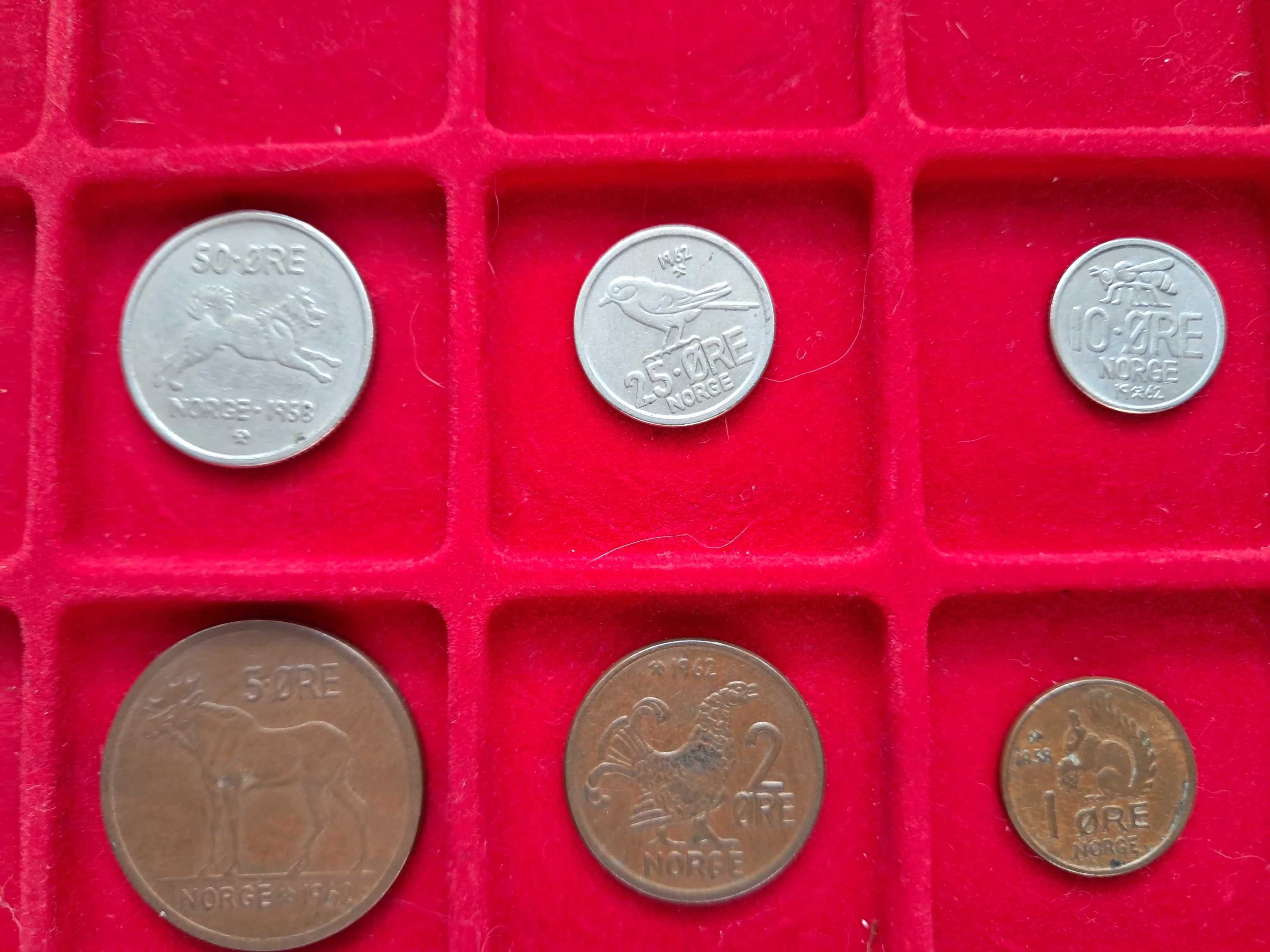 Moedas antigas Noruega - série de 6 moedas 1962 - Rei Olav V