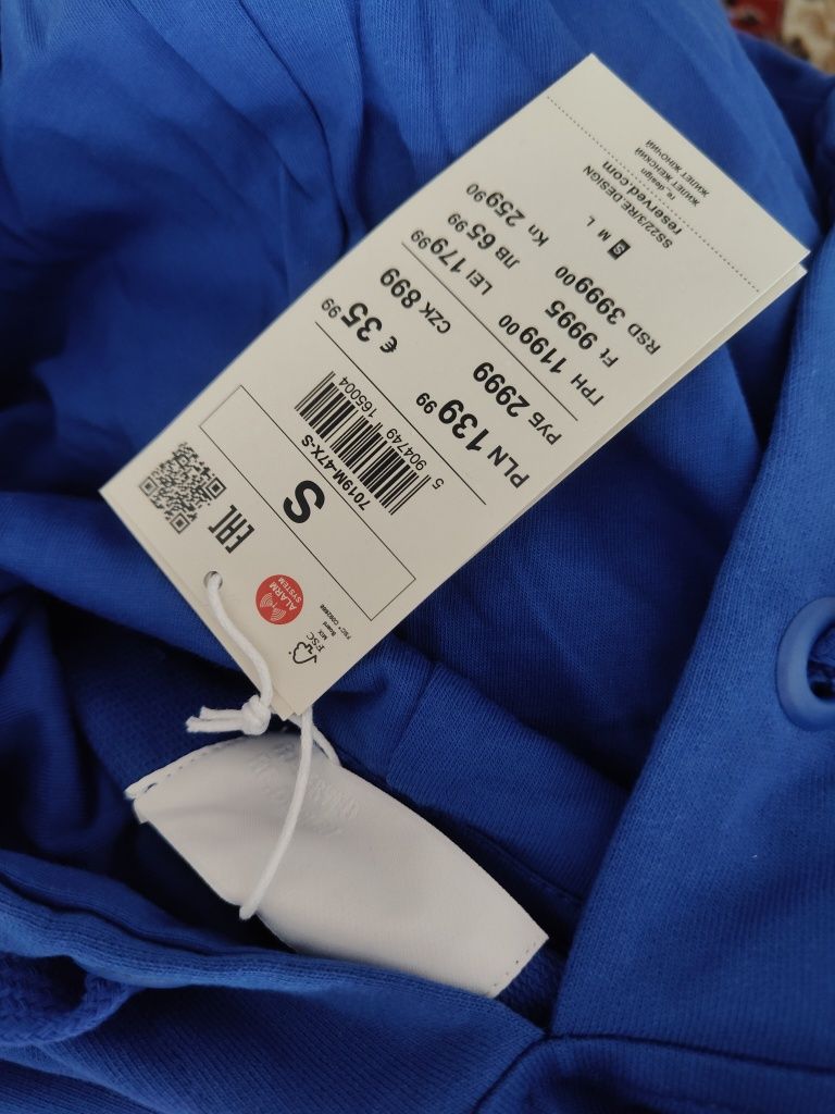 Reserved Bluza kamizelka z kapturem 36 S chabrowa nowa bawełna  38 M