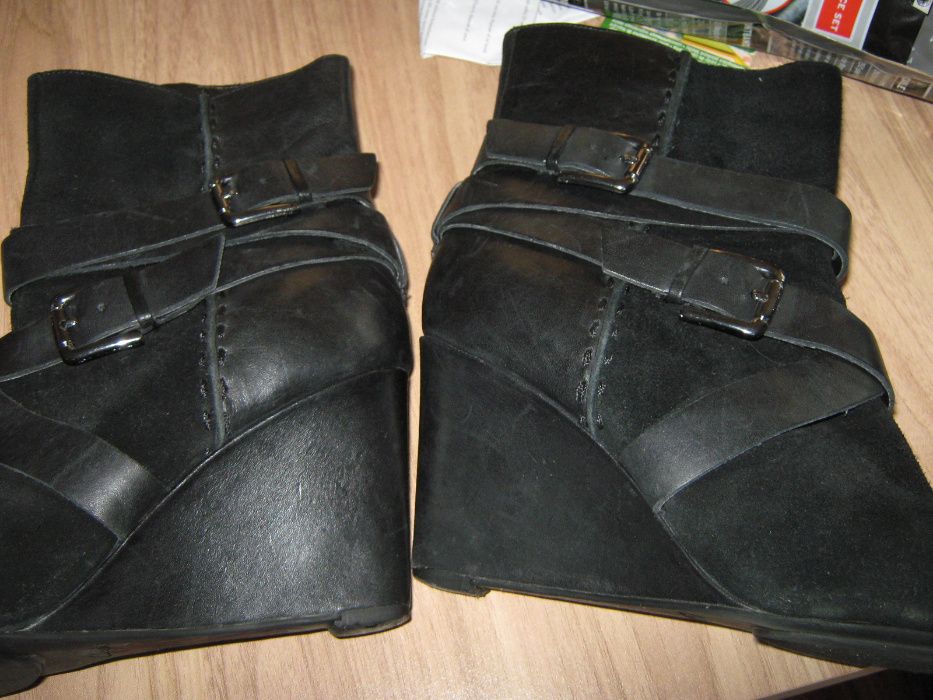 buty, botki, skóra, clarks, koturna