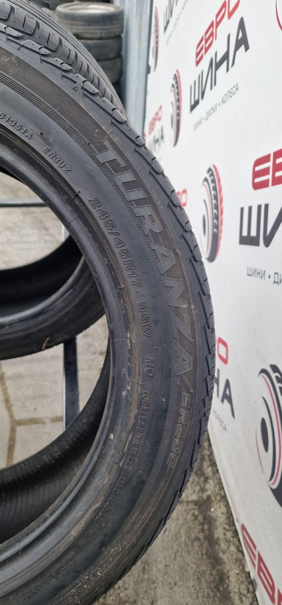 Літо 245/45/R17 7.2 мм 2шт Bridgestone Turanza Колеса Резина Склад
