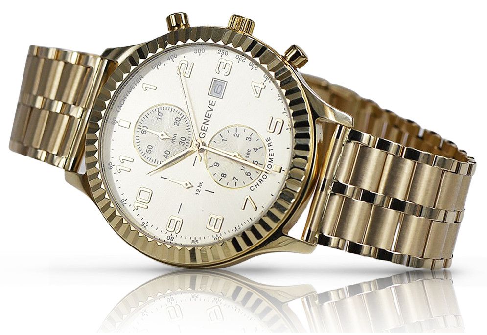 Złoty zegarek z bransoletą męski 14k Geneve mw007y&mbw007y Katowice