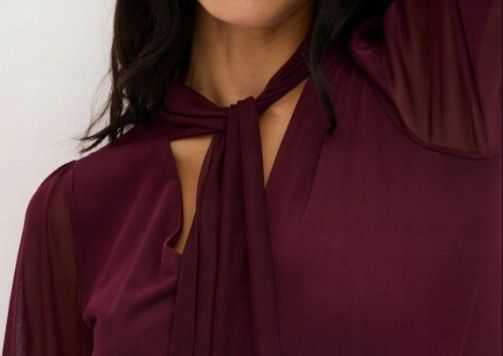 B.P.C sukienka bordowa z siateczki z krawatką 44/46.