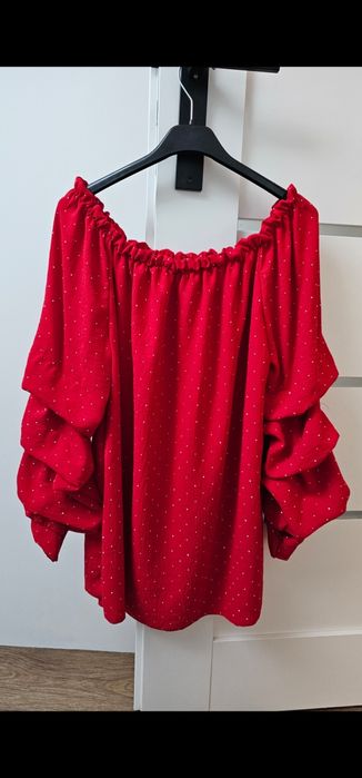 Czerwona bluzka damska blink blink hiszpanka świąteczna