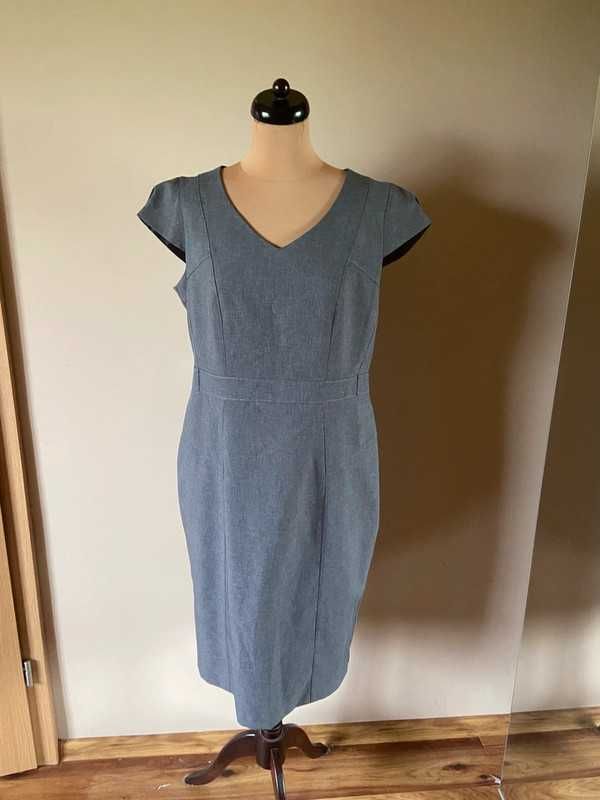 F&f szara prosta sukienka   basic biuro xxxl +size 44 46 praca