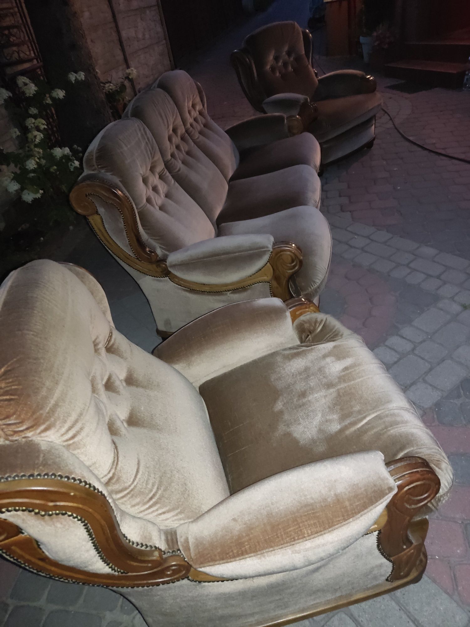 Sofa/kanapa, dwa fotele w klasycznym stylu welur/plusz
