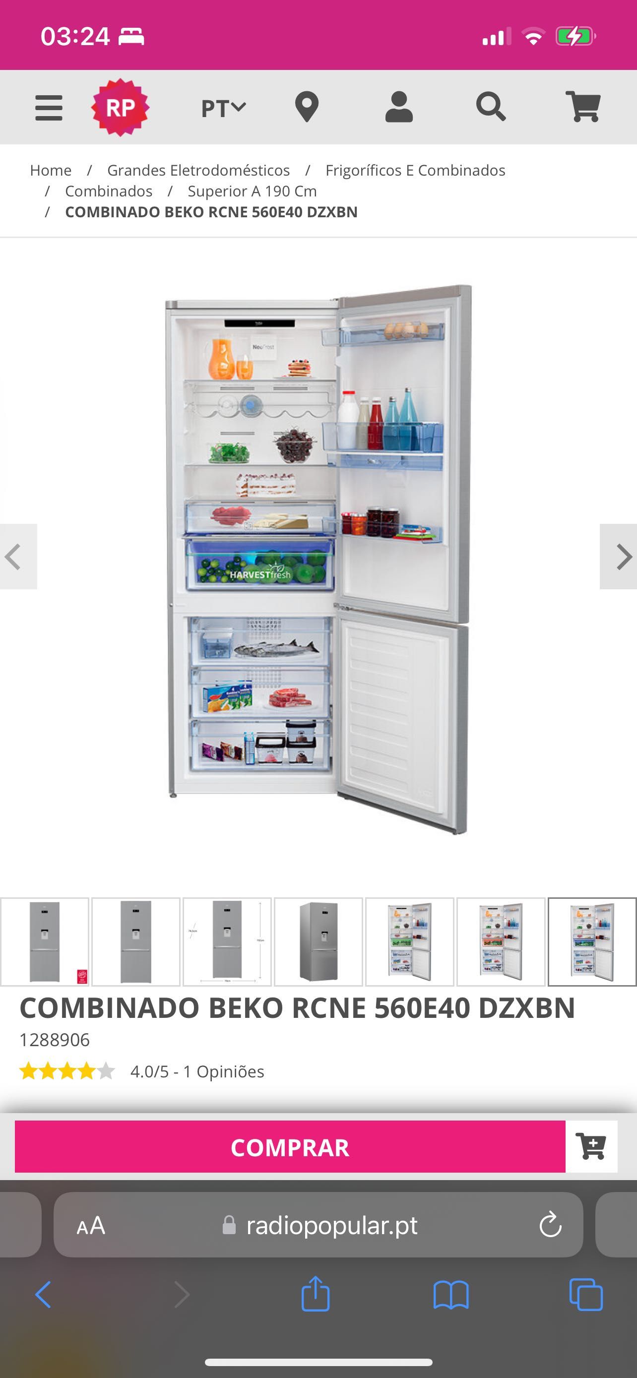 Frigorífico combinado Beko novo dispensador água