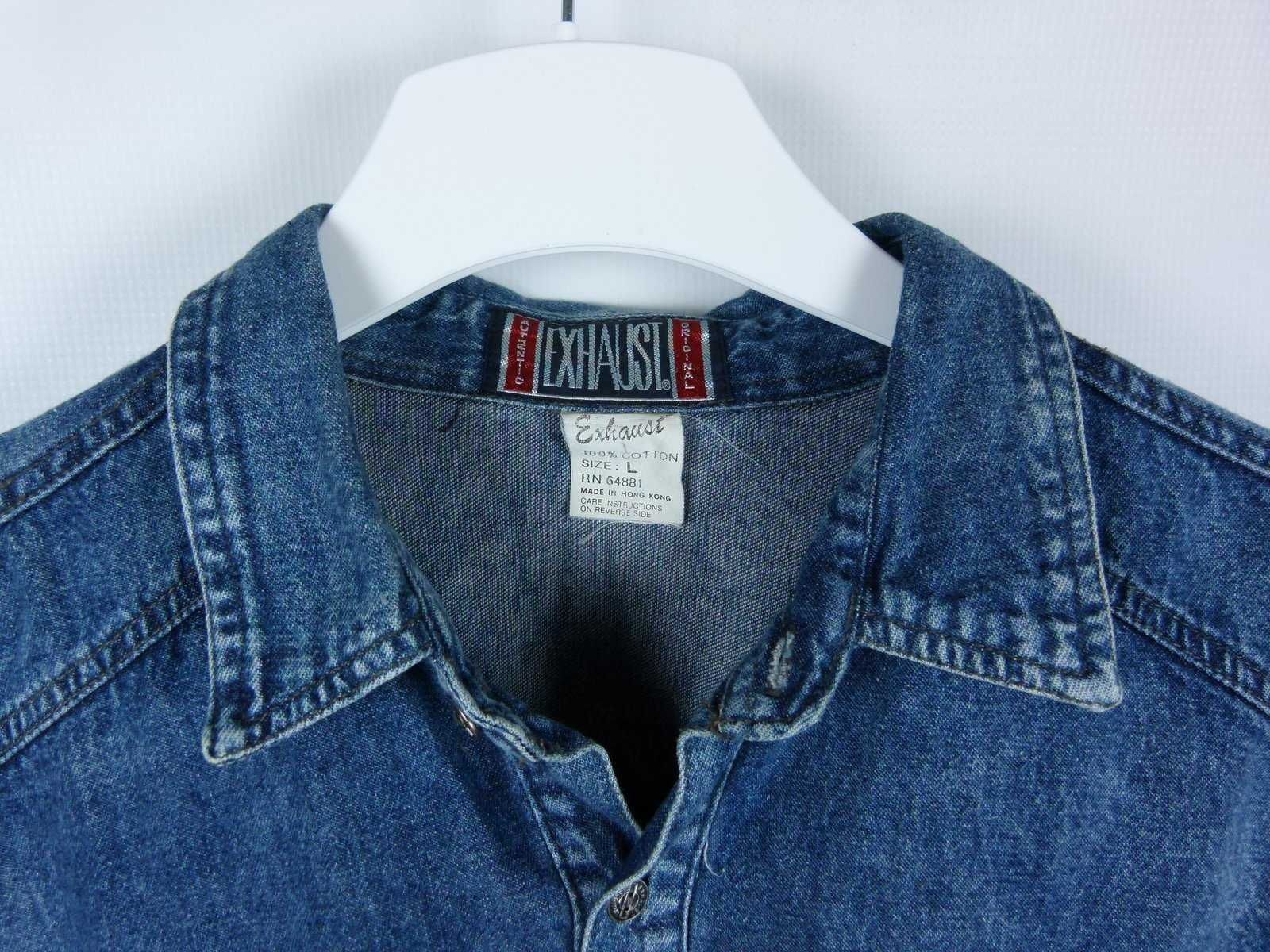 Exhaust koszula cienki jeans vintage bawełna / L
