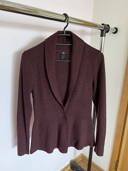 Bordowy sweterek rozpinany H&M rozmiar S