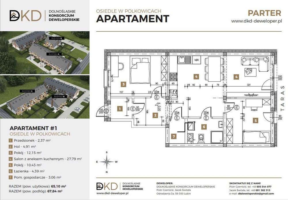 Apartament mieszkanie dom w zab. szeregowej ogród Polkowice 65,1 m2