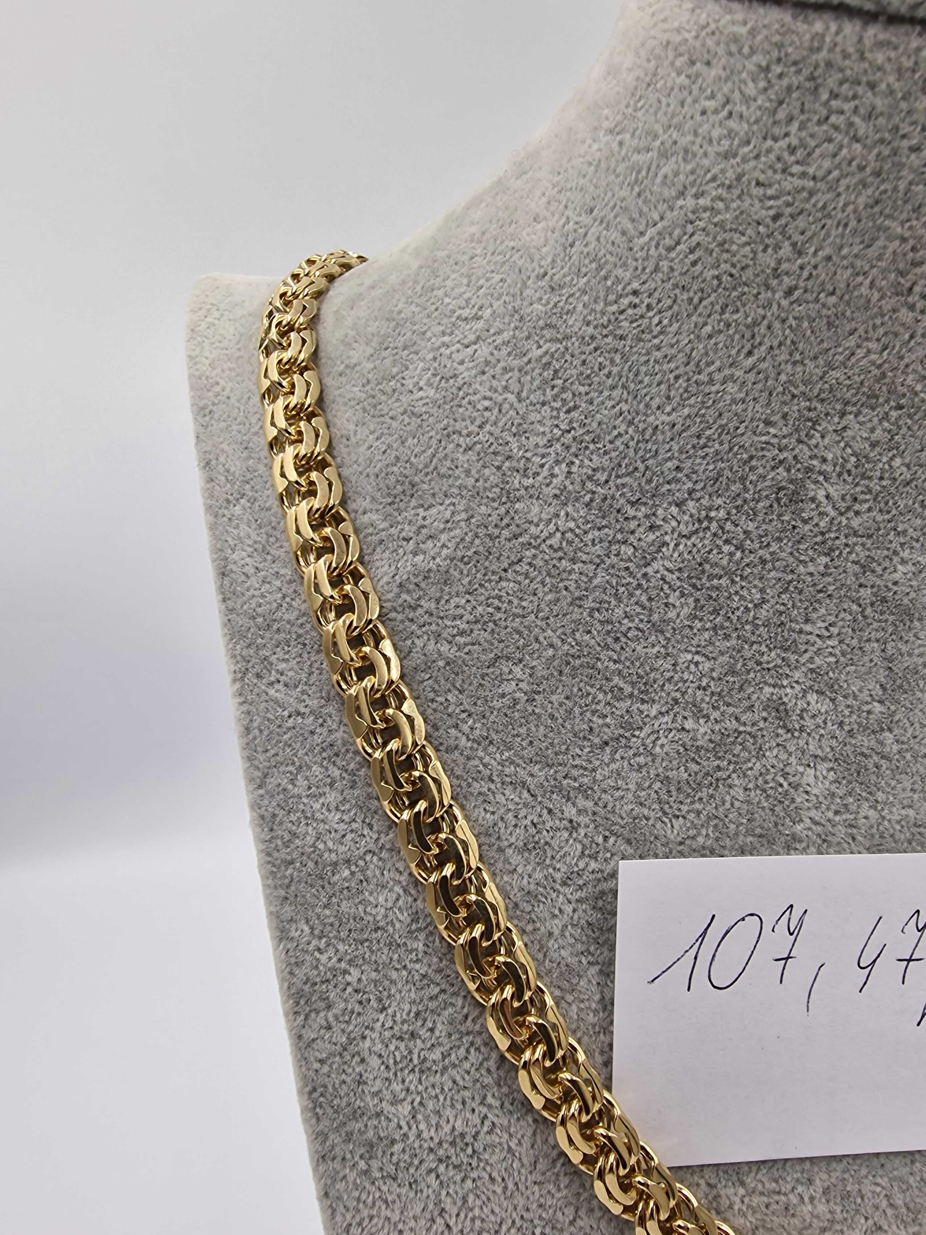 Łańcuszek złoty 60cm/ 9,5mm waga 107,47gr Garibaldi soczewka złoty 585