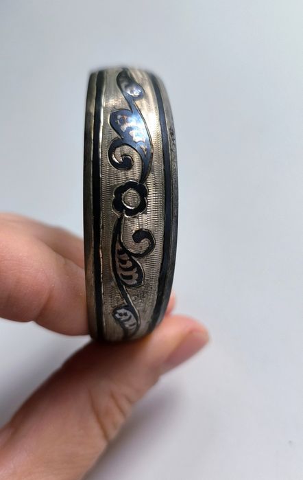 Srebrna bransoletka radziecka vintage próby 875 z czernieniem