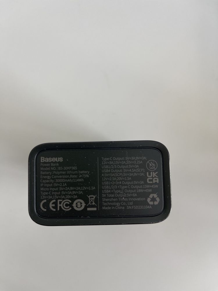 Powerbank Baseus 65W, 30000mah