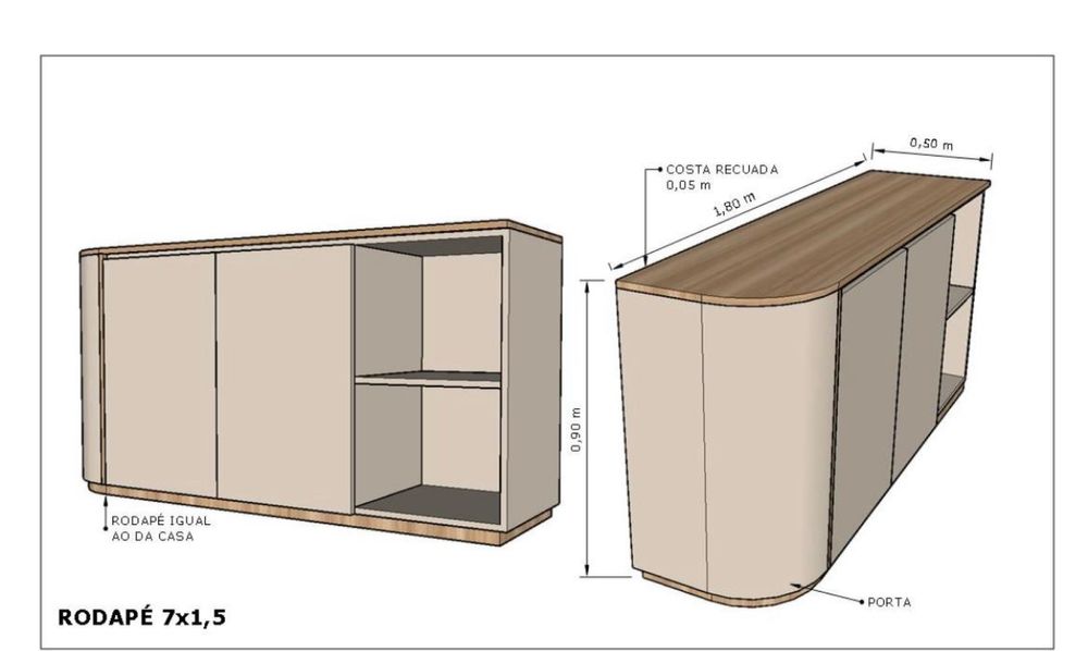 Aparador de canto redondo