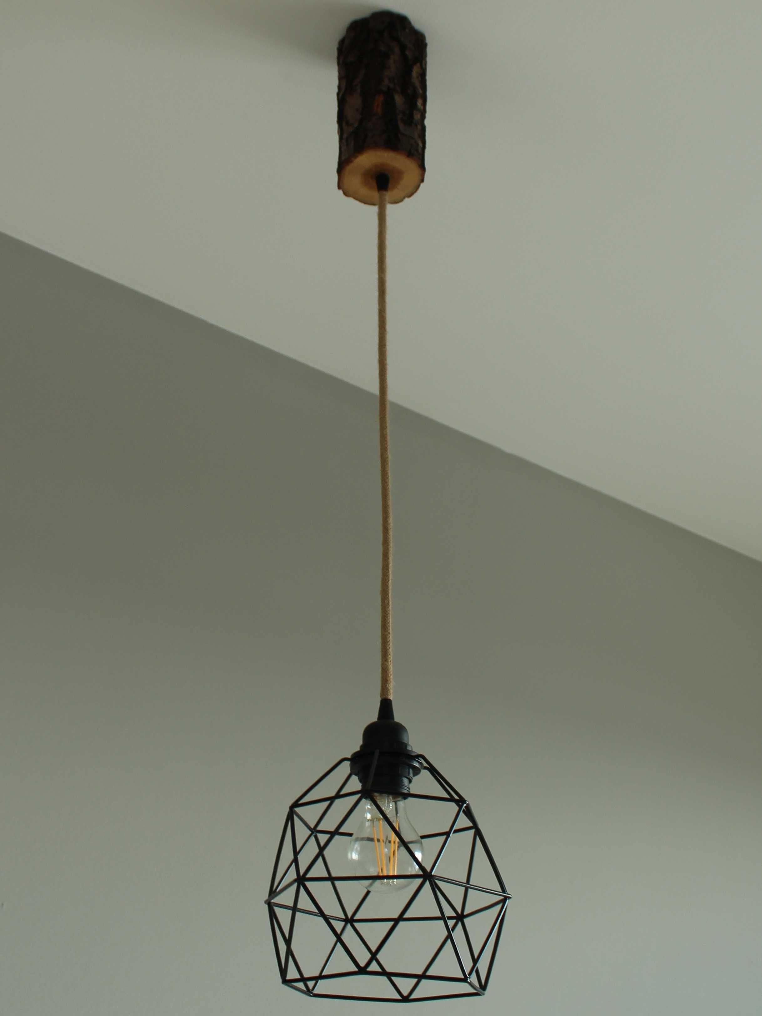 DĘBOWA Drewniana Lampa LOFT Wisząca Sufitowa -- FAKŁY