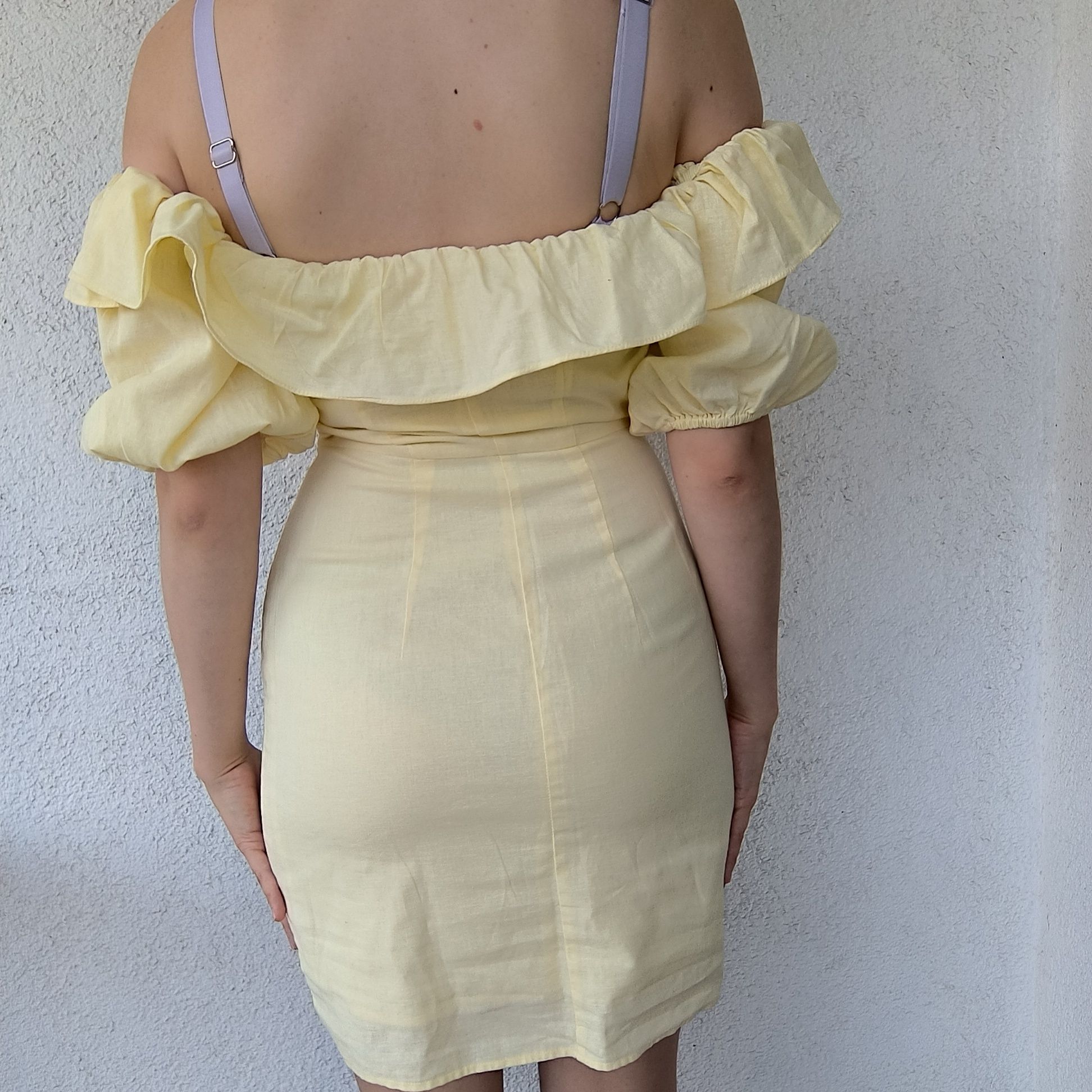 Sukienka lniana żółta h&M 34 XS