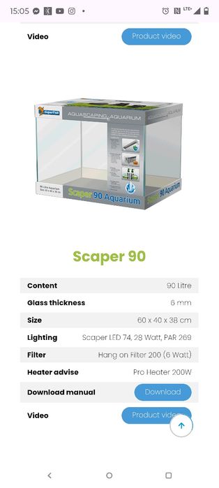 Akwarium superfish 90l optiwhite, szafka, lampa, filtr