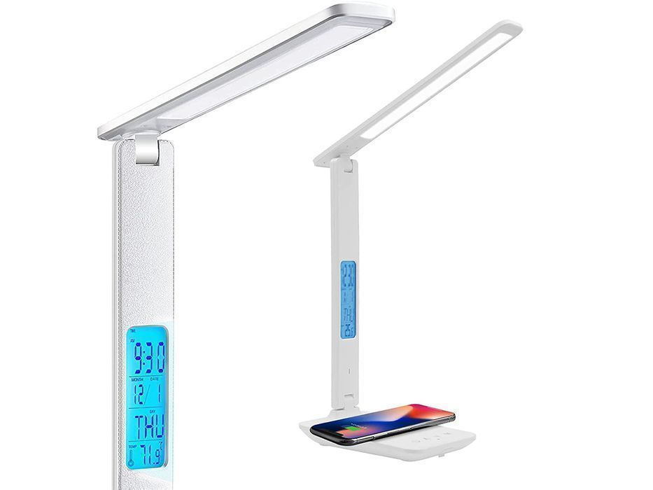 Lampa biurkowa Alogy LED ładowarka indukcyjna Qi 10W z wyświetlaczem