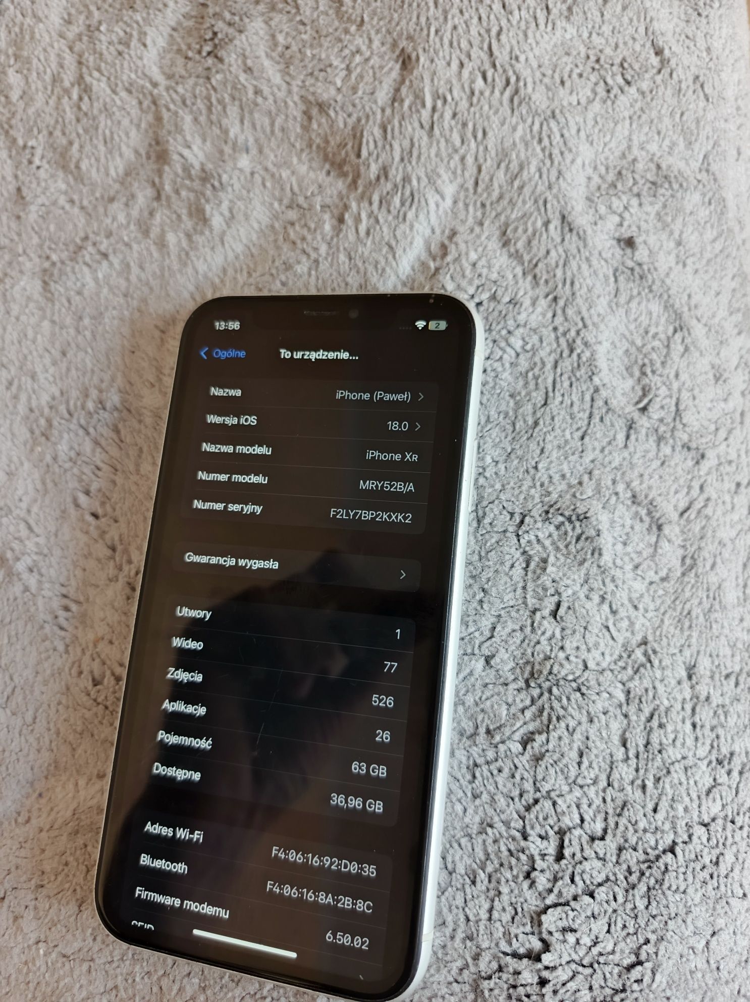 iPhone xr 64GB zbite plecki