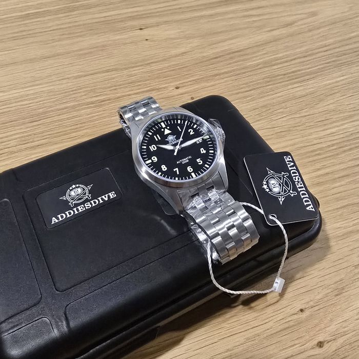 *NOVO* Addiesdive Automatic Pilot Watch Safira (Mov. Seiko NH35) 39mm