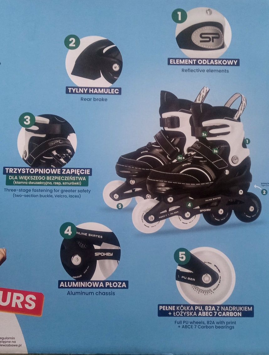 łyżworolki, regulowane, nr 38-41, Spokey, max 100 kg, sport, rolki