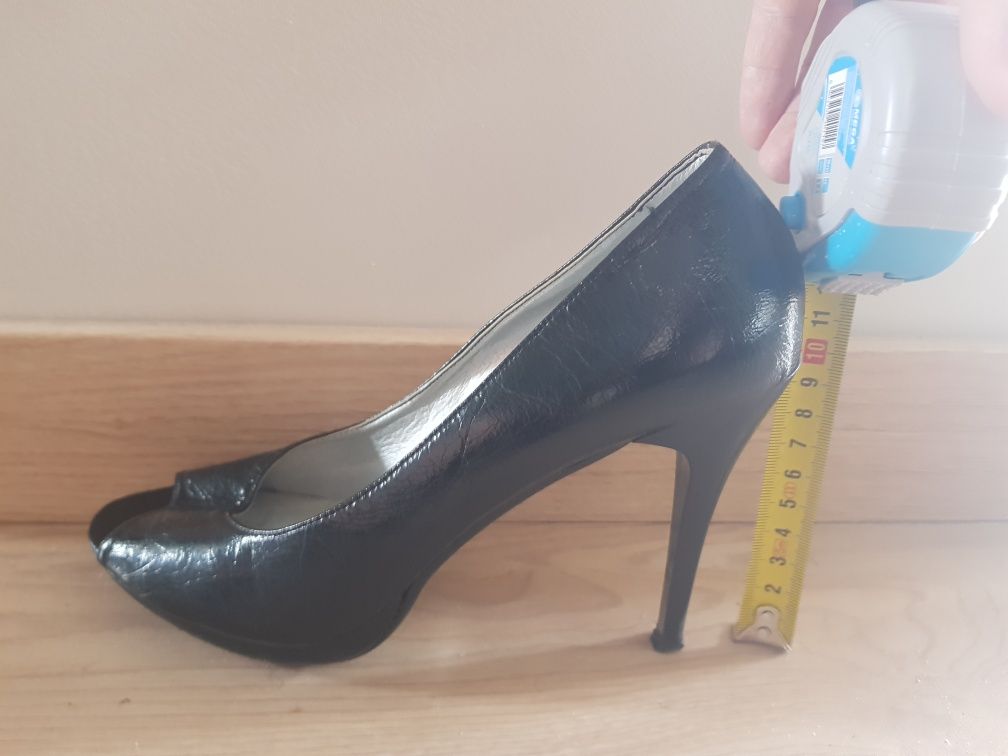 Czarne szpilki peep toe, rozmiar 39